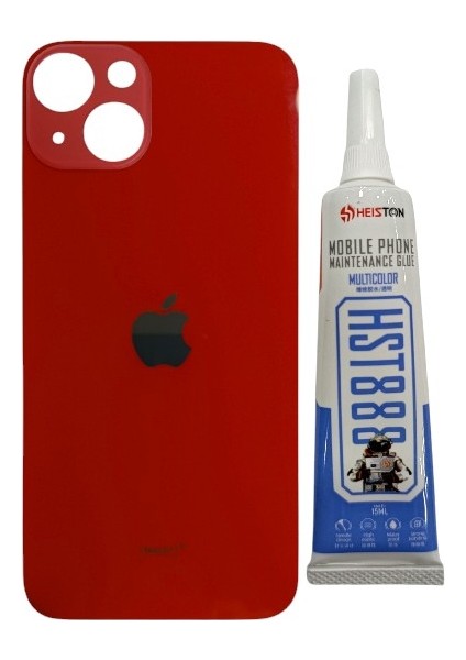 Apple iPhone 13 Arka Kapak Pil Kapağı + Yapıştırıcı Kırmızı Renk