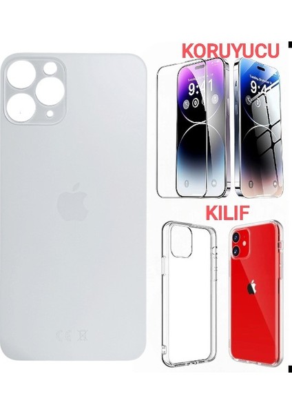 Apple iPhone 12 Pro Max Arka Kapak Pil Kapağı +Kılıf+Kırılmaz Beyaz Renk