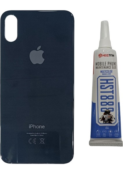 Apple iPhone Xs Max Arka Kapak Pil Kapağı + Yapıştırıcı Siyah Renk