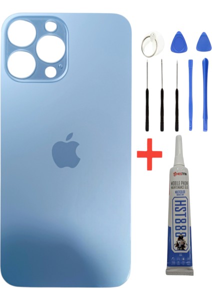 Apple iPhone 13 Pro Arka Kapak Pil Kapağı +Tamir Seti ve Yapıştırıcı Mavi Renk
