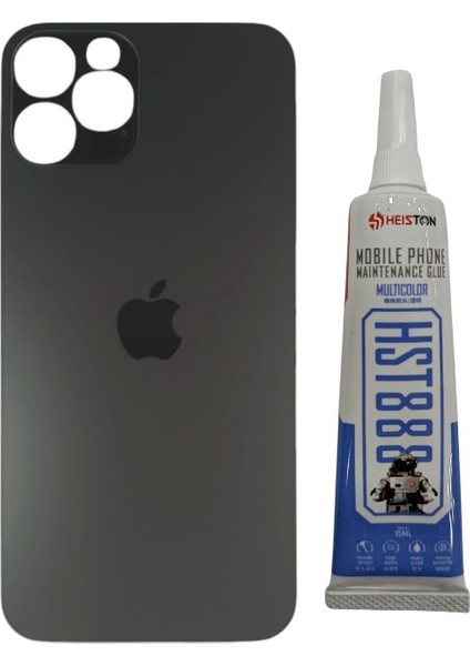 Apple iPhone 13 Pro Arka Kapak Pil Kapağı + Yapıştırıcı Siyah Renk