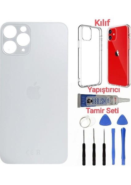 Apple iPhone 11 Pro Arka Kapak Pil Kapağı + Yapıştırıcı+Kılıf+Tamir Seti Beyaz Renk
