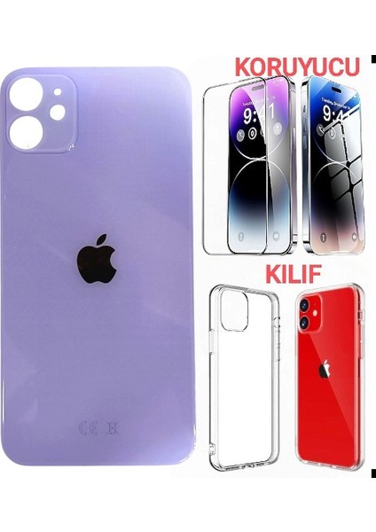 Apple iPhone 12 Mini Arka Kapak Pil Kapağı +Kılıf+Kırılmaz Lila Renk