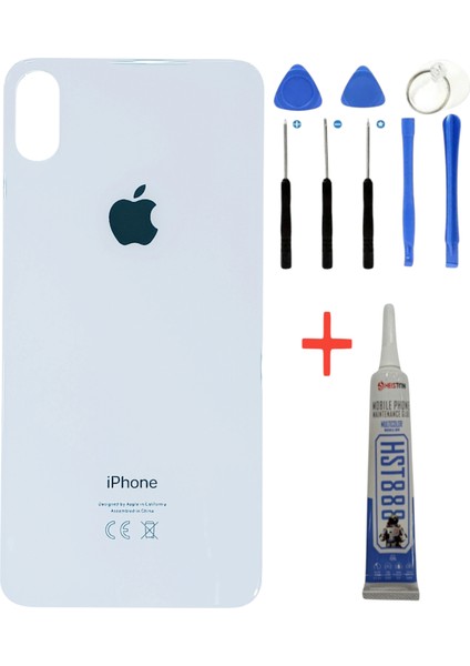 Apple iPhone x Arka Kapak Pil Kapağı +Tamir Seti ve Yapıştırıcı Beyaz Renk