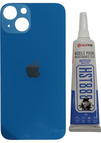 Apple iPhone 13 Arka Kapak Pil Kapağı + Yapıştırıcı Mavi Renk
