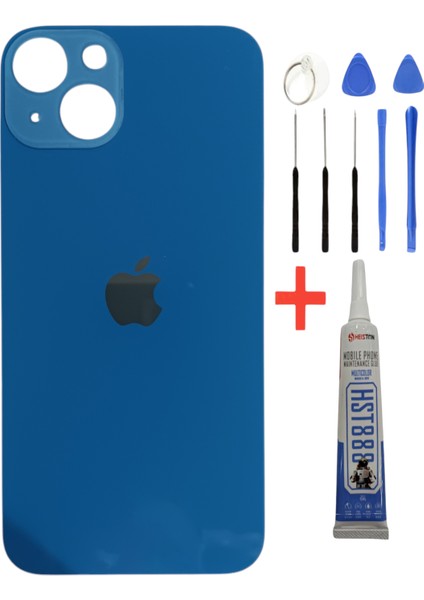 Apple iPhone 13 Mini Arka Kapak Pil Kapağı +Tamir Seti ve Yapıştırıcı Mavi Renk
