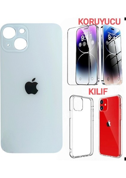 Apple iPhone 13 Mini Arka Kapak Pil Kapağı +Kılıf+Kırılmaz Beyaz Renk