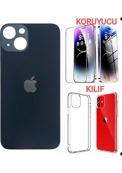 Apple iPhone 13 Mini Arka Kapak Pil Kapağı +Kılıf+Kırılmaz Siyah Renk
