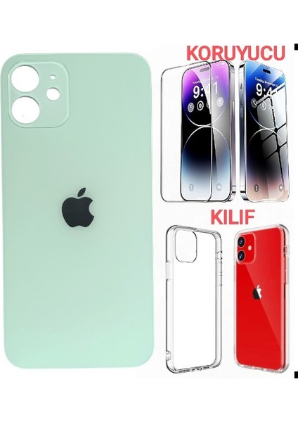 Apple iPhone 12 Mini Arka Kapak Pil Kapağı +Kılıf+Kırılmaz Açık Yeşil Renk