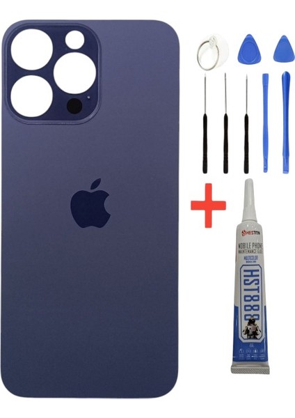 Apple iPhone 14 Pro Max Pro Arka Kapak Pil Kapağı +Tamir Seti ve Yapıştırıcı Mor Renk