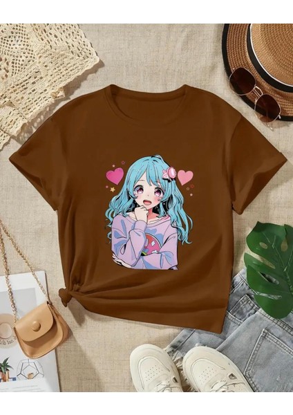 Punıx Kıds Özel Üretim Anime Kız Baskılı Yeni Stil Kız Çocuk Ter Tutmayan T-Shırt