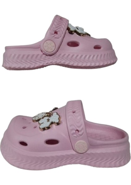 Bebek Çocuk Pembe Renkli Taşlı-Bahçe-Havuz-Kreş Gündelik Kaymaz Ortopedik Sandalet Terlik
