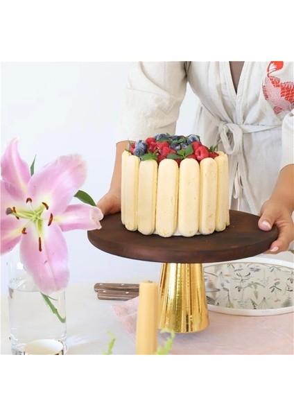 Ahşap 28 cm Altın Konik Ayaklı Sunumluk