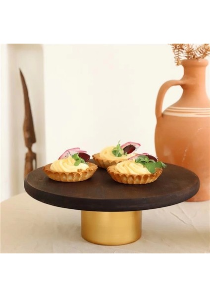 Ahşap 28 cm Metal Ayaklı Sunum Tabağı