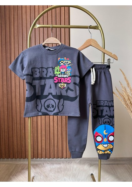 Brawl Stars Çocuk Eşofman Takımı Koyu Gri Tişört ve Eşofman Alt-Üst Takım fiyatları