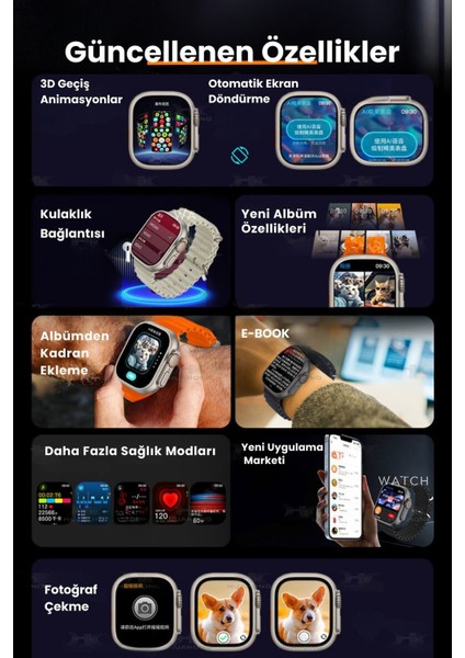 Watch Hk 10 Ultra 3 Amoled Akıllı Saat Iphone ve Android Tüm Telefonlara Uyumlu Amoled SMARTW4TCH
