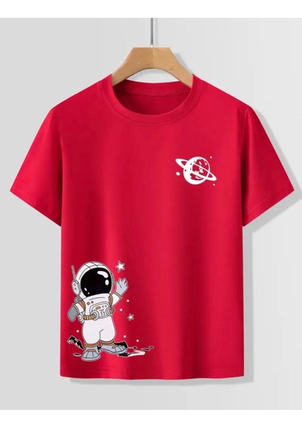 Punıx Kıds Özel Üretim Astronot Baskılı Yeni Stil Erkek Çocuk Ter Tutmayan Yazlık T-Shırt