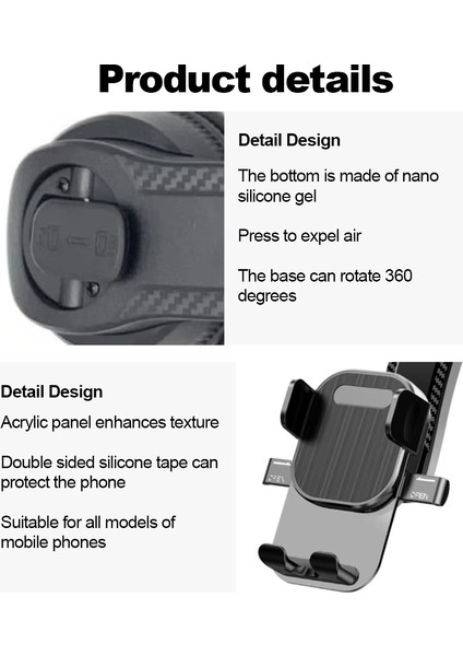 Otomatik Telefon Kavrama 360° Dönebilen Ayarlanabilir Vantuzlu Telefon Tutacağı CH-0015
