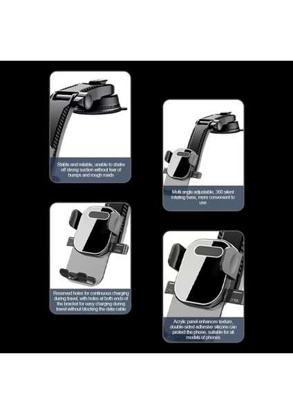 Otomatik Telefon Kavrama 360° Dönebilen Ayarlanabilir Vantuzlu Telefon Tutacağı CH-0015