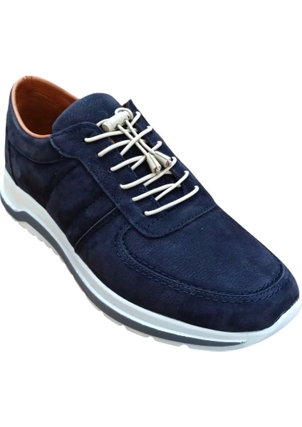 2926 Erkek Deri Casual Poli Taban Ayakkabı Nubuk Lacivert