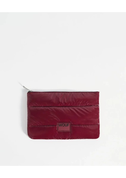 Clutch, El Çantası Pouch Quilted Line Burgundy Glossy
