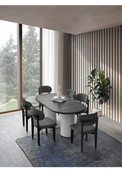 Tarsus Mdf Yemek Masası + 6 Sandalye