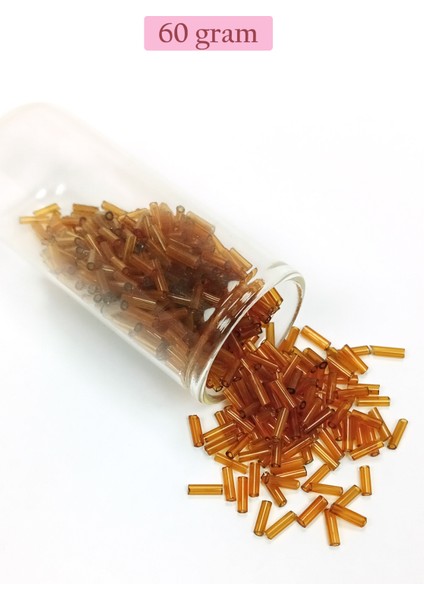 Uzun Boru Kesme Boncuk Çap 2mm Uzunluk 10 mm - 60 Gram - Şeffaf Gold - BNC293