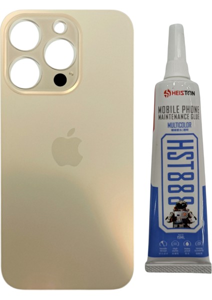 Apple iPhone 14 Pro Arka Kapak Pil Kapağı + Yapıştırıcı Gold Renk