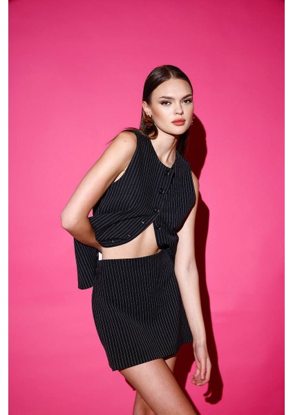 Posilk Çizgili Yelek ve Şort Etek modelleri