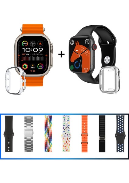 Hx Duo Suit Max 2'li Akıllı Saat Watch Ultra 2 | Watch 9 Akıllı Saat & 7 Kordon ve Koruyucu Hediye