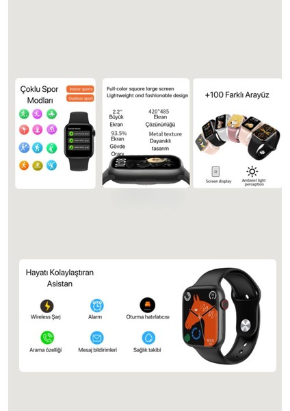 Hx Duo Suit Max 2'li Akıllı Saat Watch Ultra 2 | Watch 9 Akıllı Saat & 7 Kordon ve Koruyucu Hediye modelleri