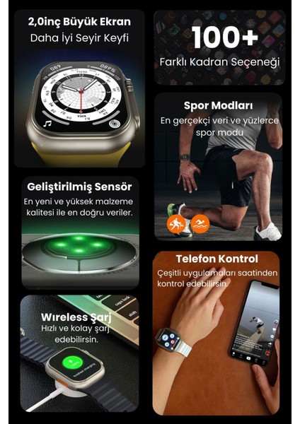 Hx Duo Suit Max 2'li Akıllı Saat Watch Ultra 2 | Watch 9 Akıllı Saat & 7 Kordon ve Koruyucu Hediye fırsatları