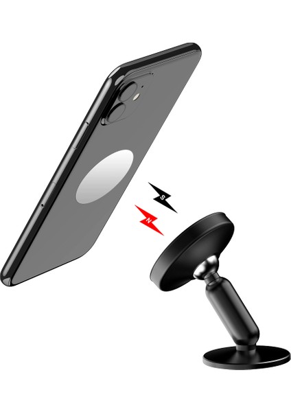 Tamamen Metal Manyetik 360° Dönebilen Araç ve Masaüstü Yapıştırmalı Telefon Tutacağı 6 cm CH-0016