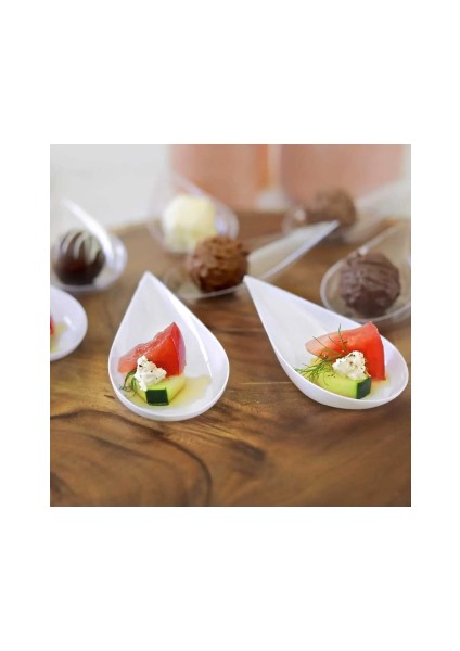 Plastik Sunumluk Damla Kaşık Beyaz 12 Adet