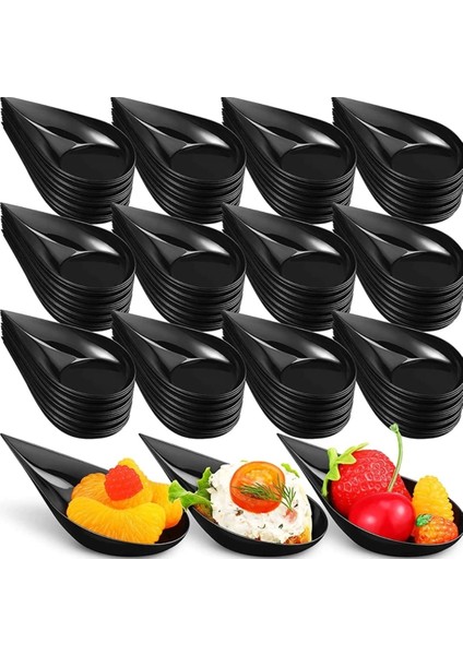 Plastik Sunumluk Damla Kaşık Siyah 12 Adet modelleri