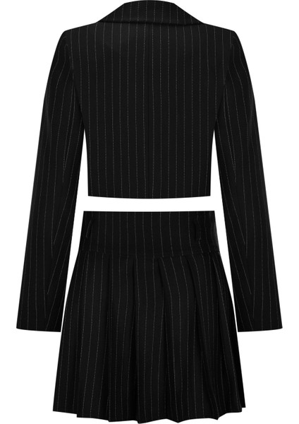 Posilk Çizgili Crop Ceket ve Şort Etek Takım fiyatları