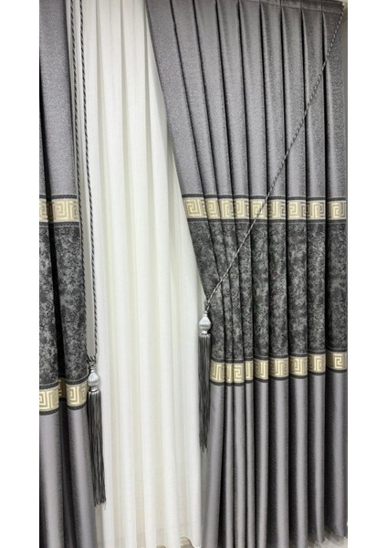 Pano Fon Perde Versace Gri Antrasit (Tek Kanat) modelleri