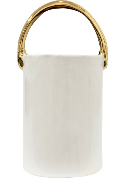 Beyaz Gold Çanta Vazo