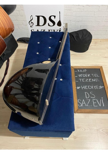 (Videolu) Profesyonel Gitar Saplı Kısa Sap Bağlama Saz (Kılıf Yedek Tel Tezene)