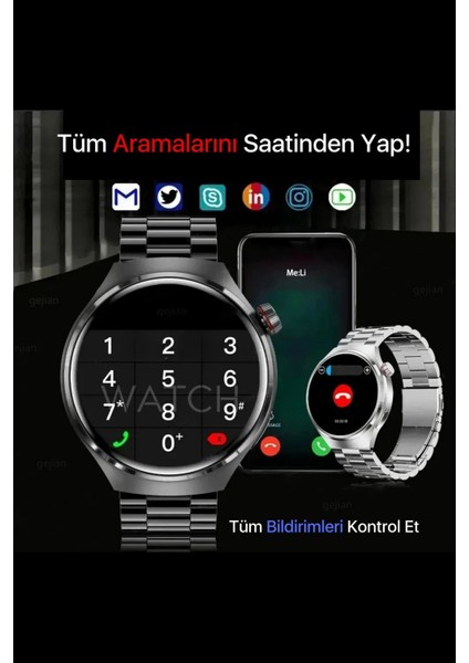Hx Series V4 Suit Yuvarlak Akıllı Saat 7 Kordon ve Kulaklık Hediyeli Akıllı Saat
