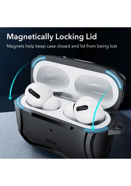 AirPods Pro / Pro 2 Kılıf - Cyber Armor Tough HaloLock MagSafe Siyah