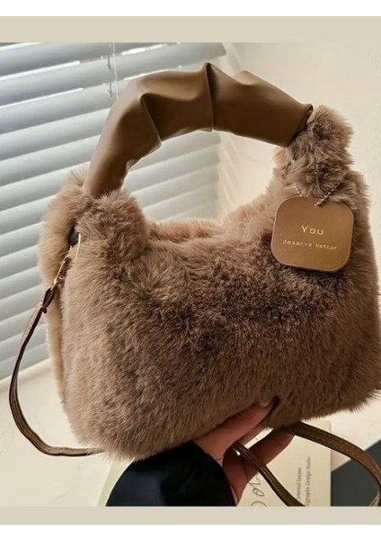 Yumuşak Dokulu Tüylü Omuz Çantası, Yünlü ve Kürklü Kadın Omuz ve El Çantası Mini Boy fiyatları