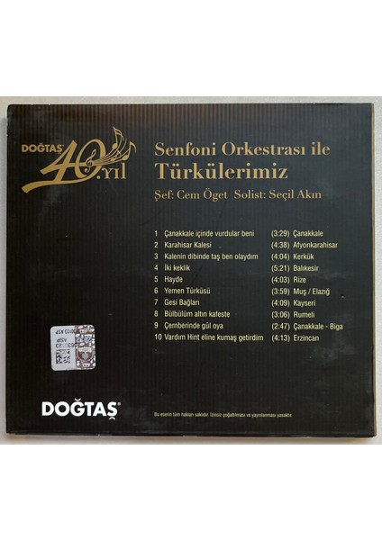Doğtaş 40.yıl Senfoni Orkestrası İle Türkülerimiz (Cd + Kitapçıklı) fiyatları