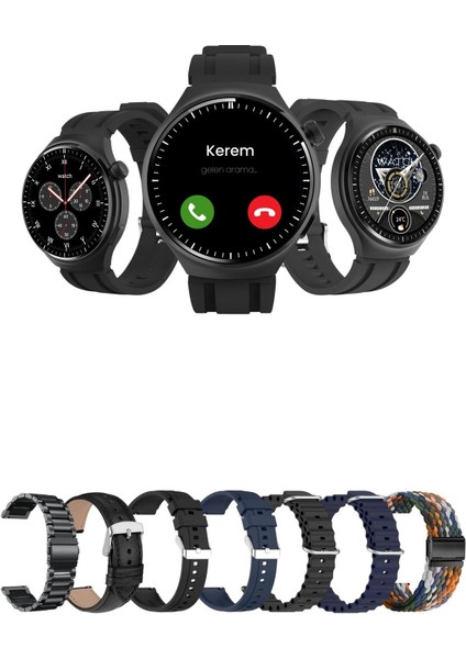 Hx Series V4 Suit Yuvarlak Akıllı Saat 7 Kordon Hediyeli Tüm Telefonlara Uyumlu Akıllı Saat
