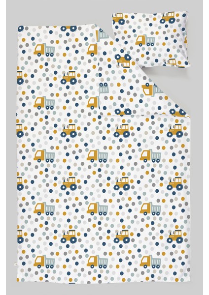 Organik Çarşaflı Bebek Nevresim Takımı (100X150) - Hareketli Tekerlekler