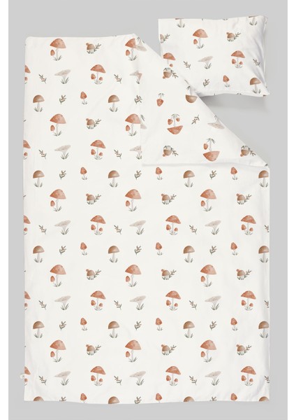 Organik Çarşaflı Bebek Nevresim Takımı (100X150) - Doğal Mantarlar