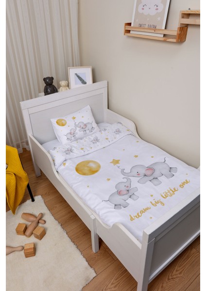 Organik Çarşaflı Bebek Nevresim Takımı (100X150) - Hayalperest Fil