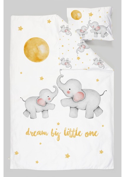 Organik Çarşaflı Bebek Nevresim Takımı (100X150) - Hayalperest Fil