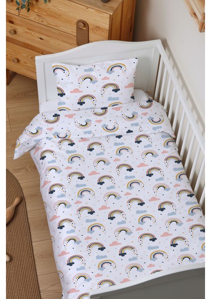 Organik Bebek Boy Nevresim Takımı (100X150) - Neşeli Bulutlar