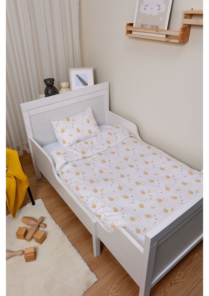 Organik Bebek Boy Nevresim Takımı (100X150) - Limon Çiçeği